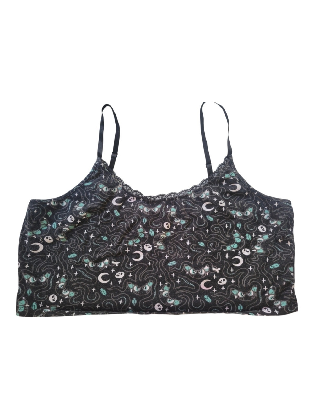 Killstar Black Celestial Octopus Skull Print Crop Top Cami 3X Faded